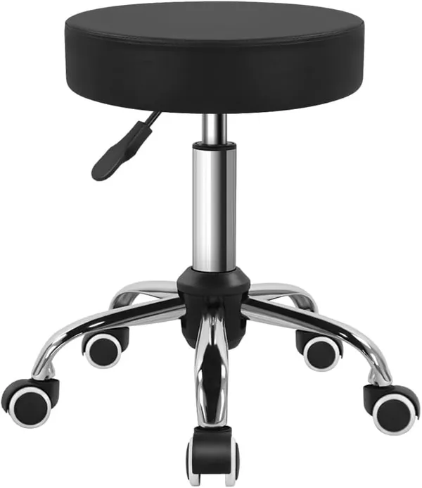 Pu_Leather_Swivel_Stool_With_Wheels