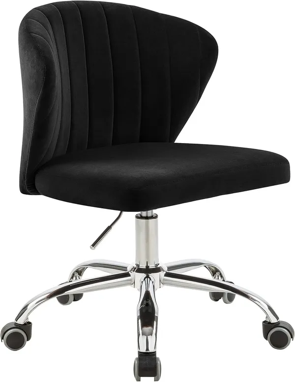 Velvet_Upholstered_Swivel_Office_Chair_With_Chrome_Base