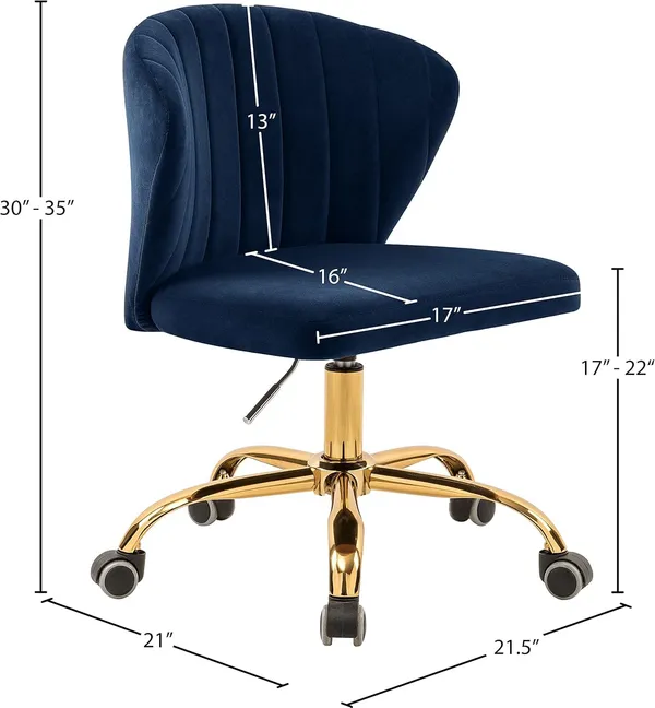 Velvet_Upholstered_Swivel_Office_Chair_With_Gold_Base