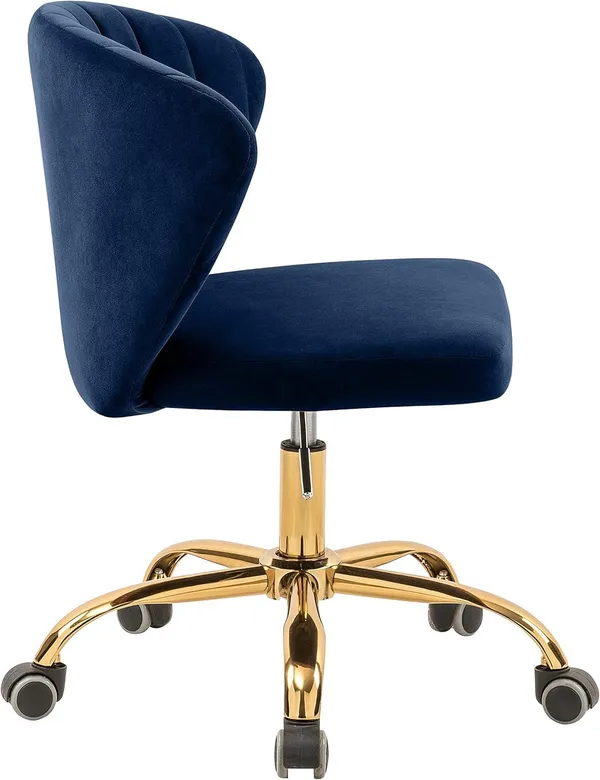 Velvet_Upholstered_Swivel_Office_Chair_With_Gold_Base