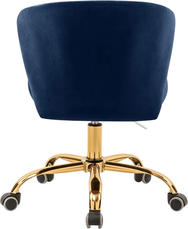 Velvet_Upholstered_Swivel_Office_Chair_With_Gold_Base