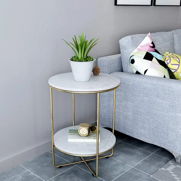 Double_Layer_End_Table_With_Marble_Top_And_Iron_Frame