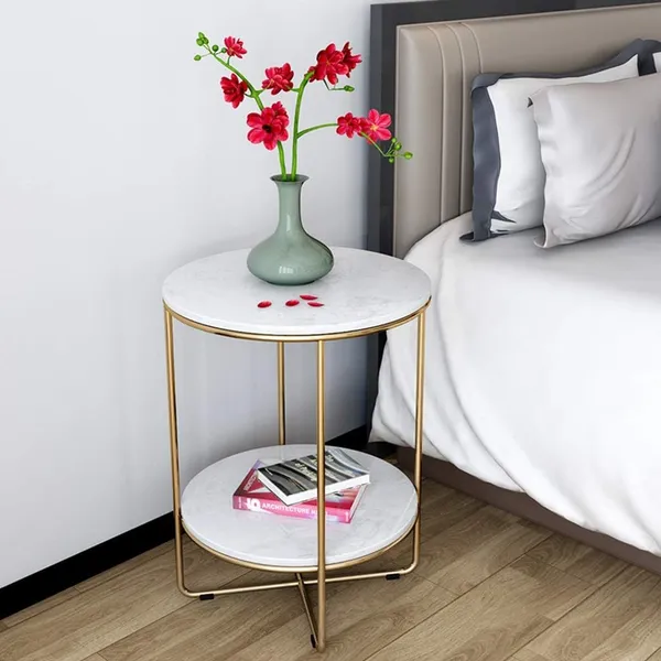 Double_Layer_End_Table_With_Marble_Top_And_Iron_Frame