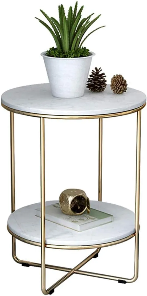 Double_Layer_End_Table_With_Marble_Top_And_Iron_Frame