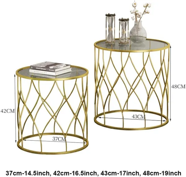 Round_Glass_Coffee_Table_Set_Nu_Invention_Metal_Frame_Side_Tables