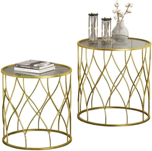 Round_Glass_Coffee_Table_Set_Nu_Invention_Metal_Frame_Side_Tables