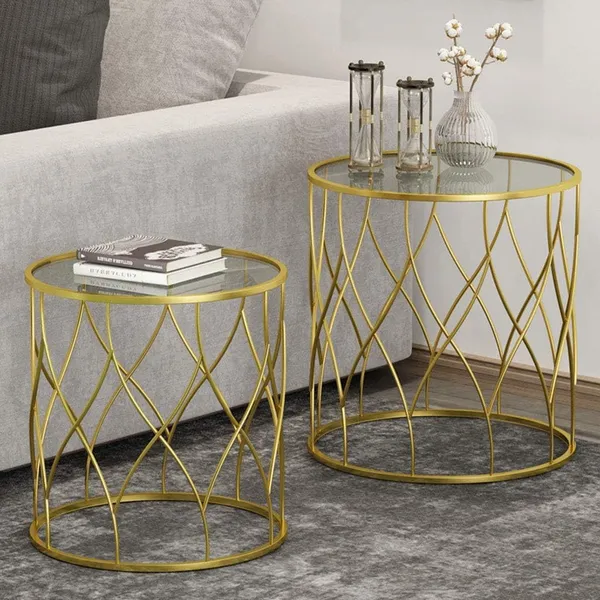 Round_Glass_Coffee_Table_Set_Nu_Invention_Metal_Frame_Side_Tables