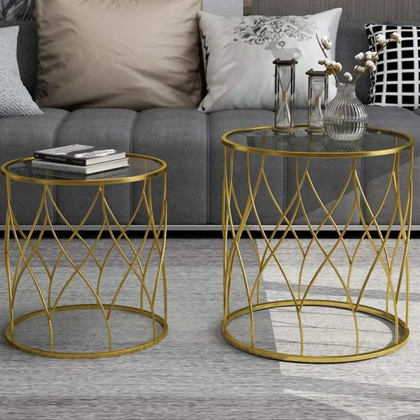 Round_Glass_Coffee_Table_Set_Nu_Invention_Metal_Frame_Side_Tables