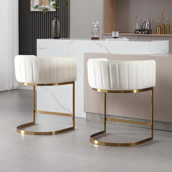 Velvet_Upholstered_Counter_Height_Bar_Stool_With_Arms