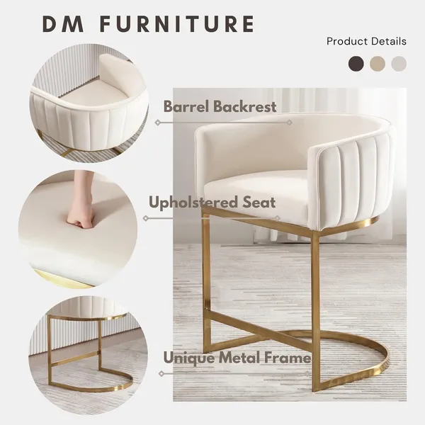 Velvet_Upholstered_Counter_Height_Bar_Stool_With_Arms