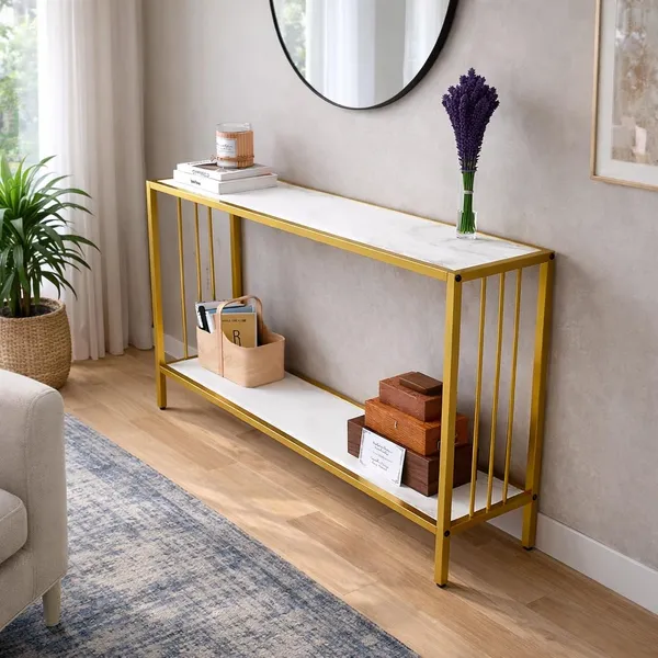 Console_Table_With_Marble_Finish_Wooden_Top