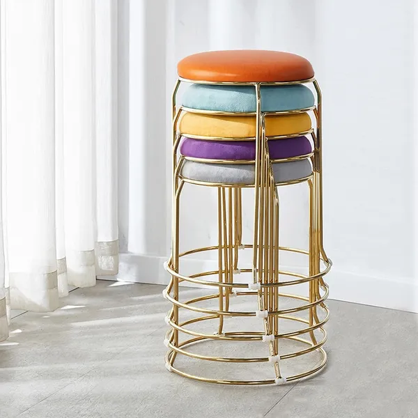 Round_Leather_Metal_Stool