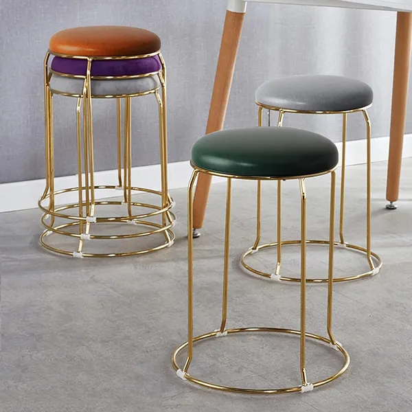 Round_Leather_Metal_Stool