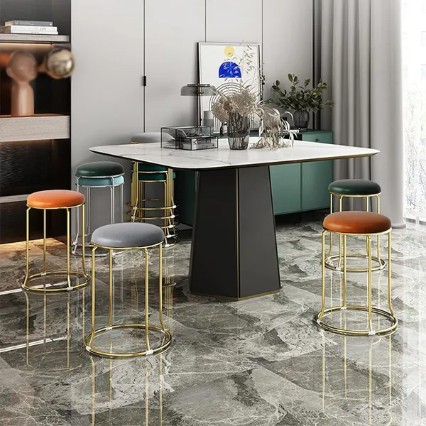 Round_Leather_Metal_Stool