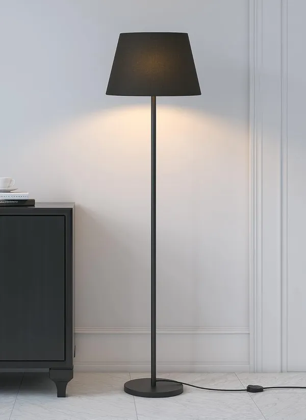 Floor_Lamp_With_Metal_Base_And_Fabric_Shade