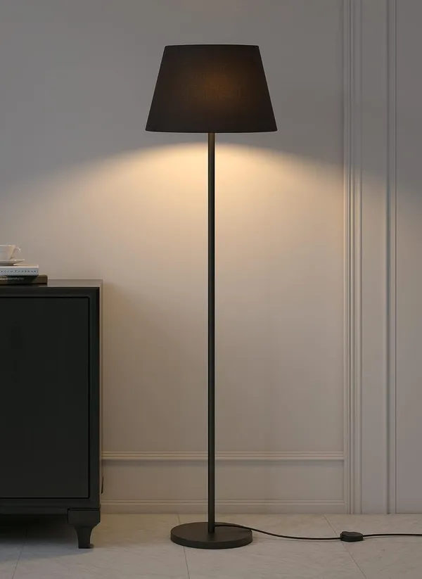 Floor_Lamp_With_Metal_Base_And_Fabric_Shade