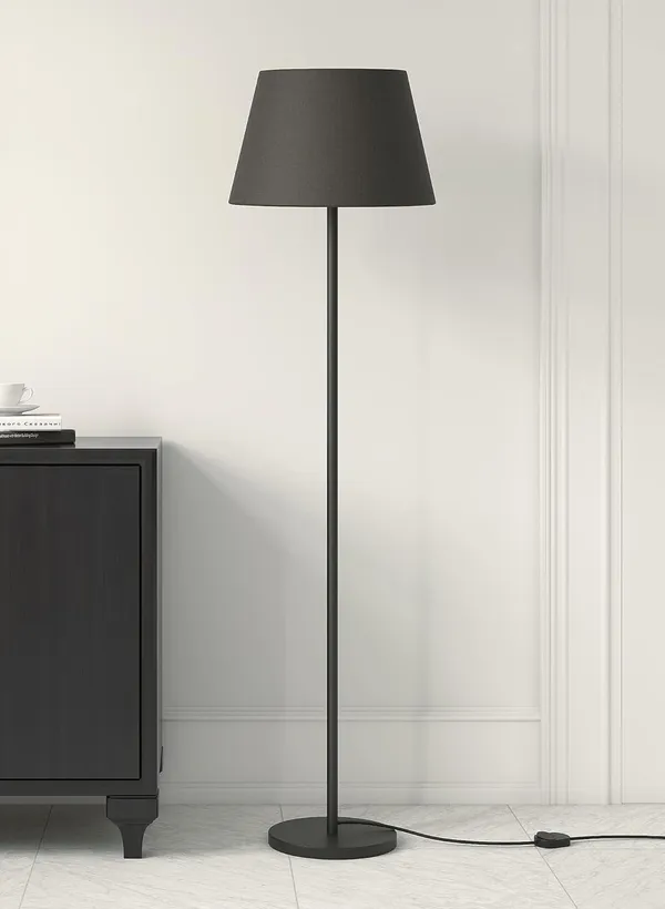 Floor_Lamp_With_Metal_Base_And_Fabric_Shade