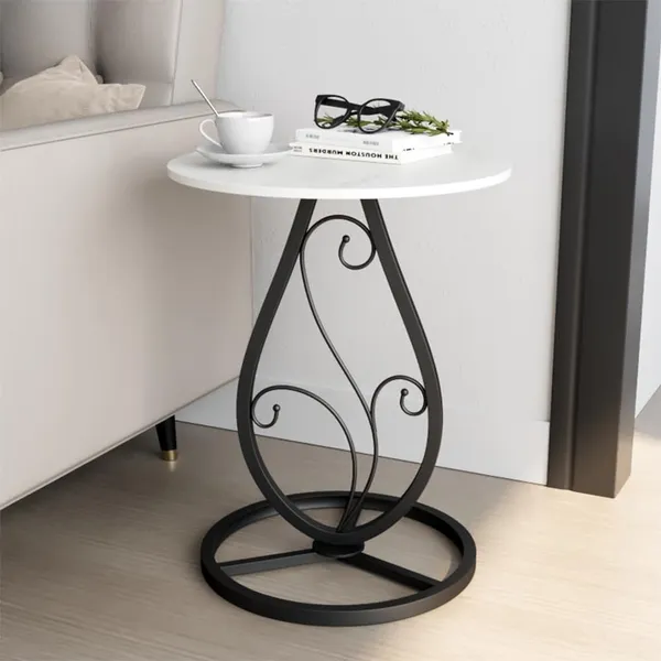 Round_Side_Table_With_Marble_Finish_Top_And_Metal_Base