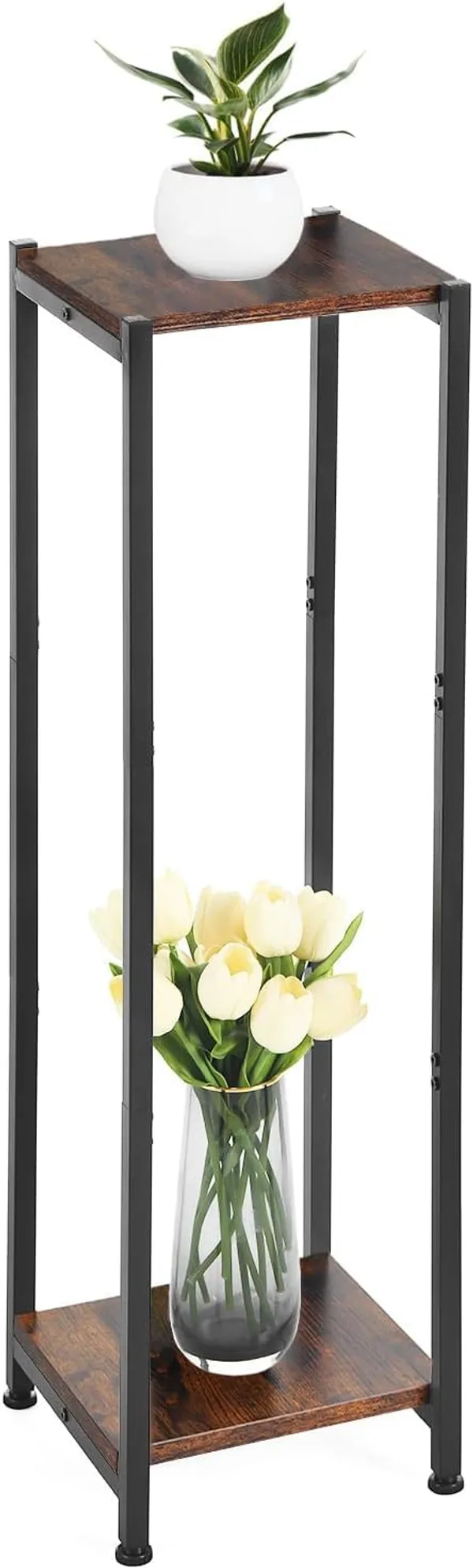 2_Tier_Plant_Stand_With_Wood_Shelves