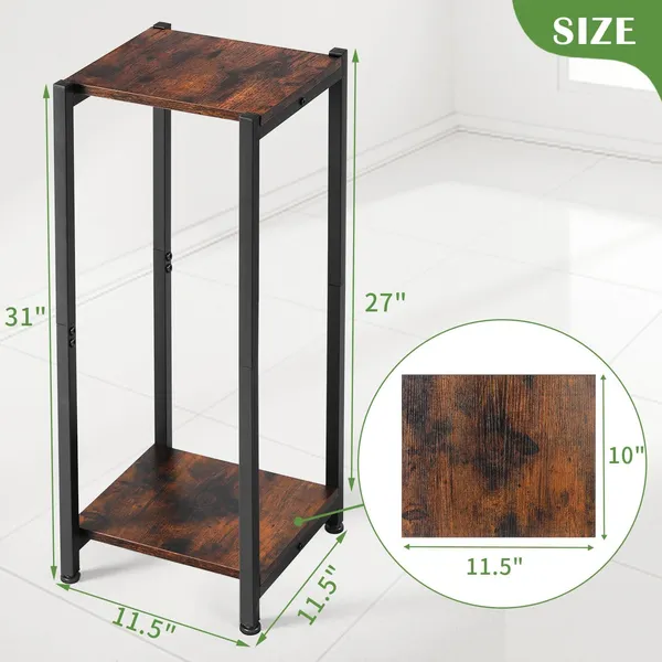 2_Tier_Plant_Stand_With_Wood_Shelves