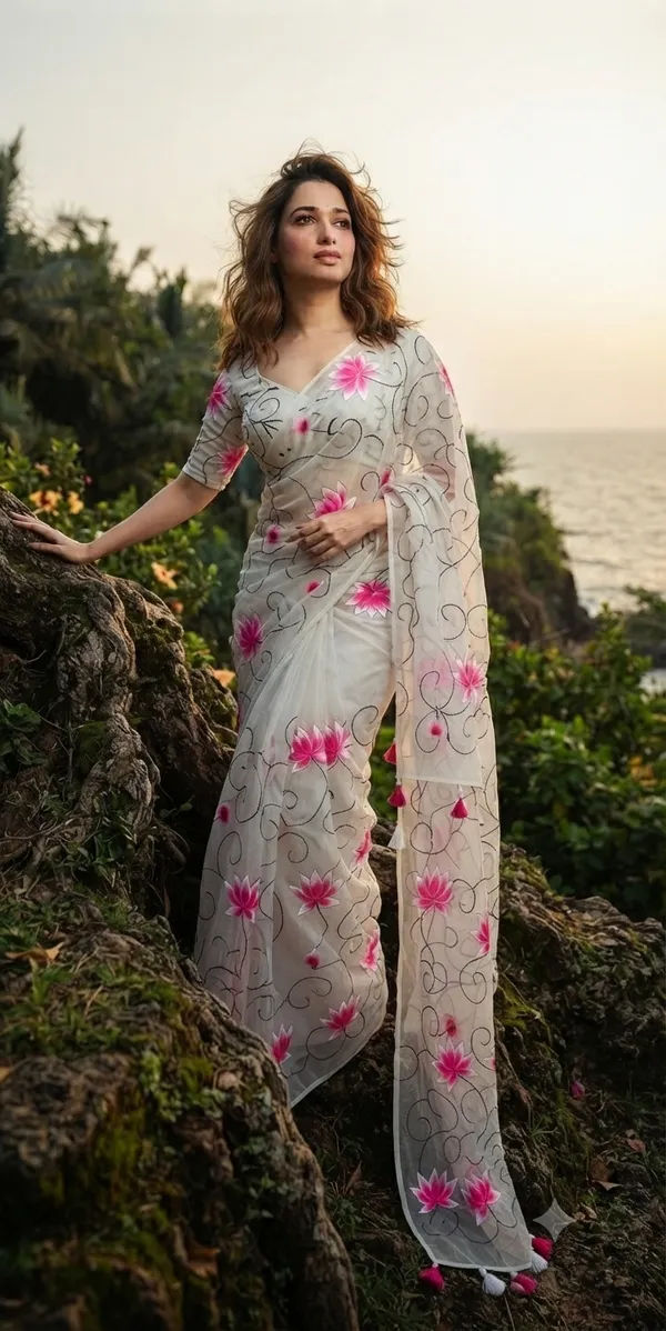 120_Count_Mul_Cotton_Saree_Hand_Print_Without_Blouse_Piece_Quality_Premium_Thin