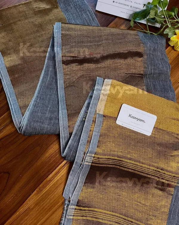 Grey_Brown_linen_Saree_for_Women
