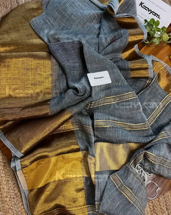 Grey_Brown_linen_Saree_for_Women