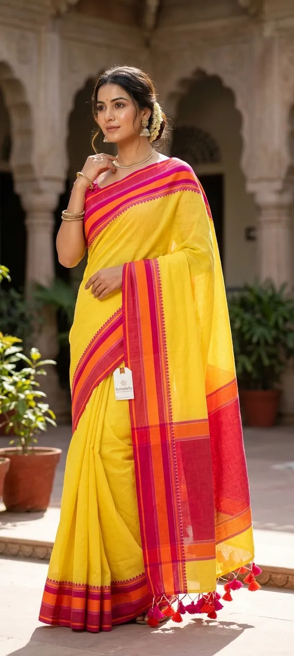 Handloom_Kolka_Woven_Design_100%_Cotton_Saree_With_Blouse_Piece