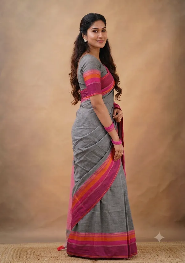 Handloom_Kolka_Woven_Design_100%_Cotton_Saree_With_Blouse_Piece