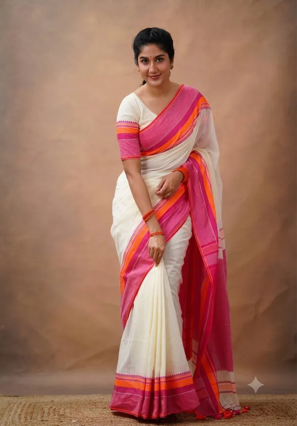 Handloom_Kolka_Woven_Design_100%_Cotton_Saree_With_Blouse_Piece