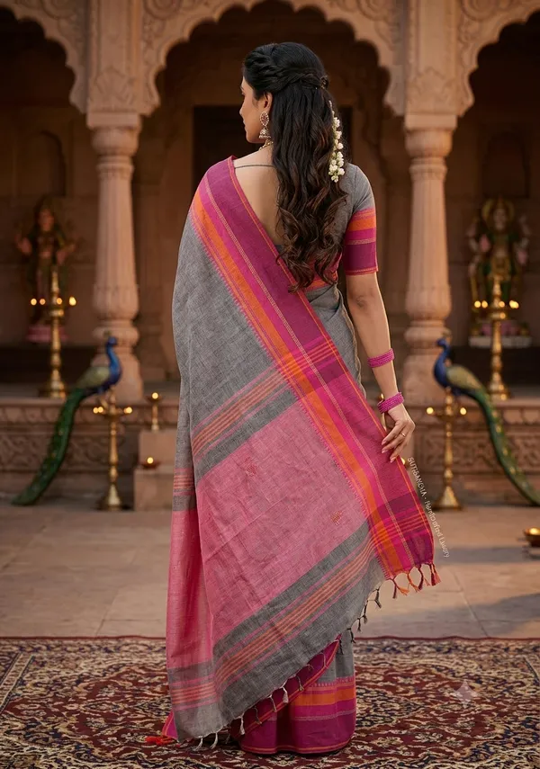 Handloom_Kolka_Woven_Design_100%_Cotton_Saree_With_Blouse_Piece