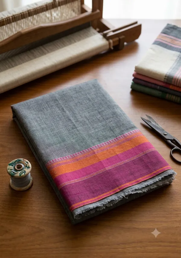Handloom_Kolka_Woven_Design_100%_Cotton_Saree_With_Blouse_Piece