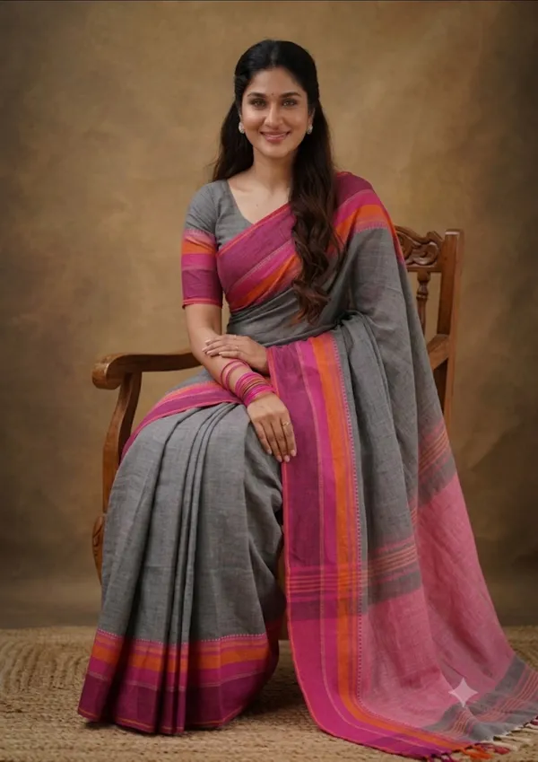 Handloom_Kolka_Woven_Design_100%_Cotton_Saree_With_Blouse_Piece