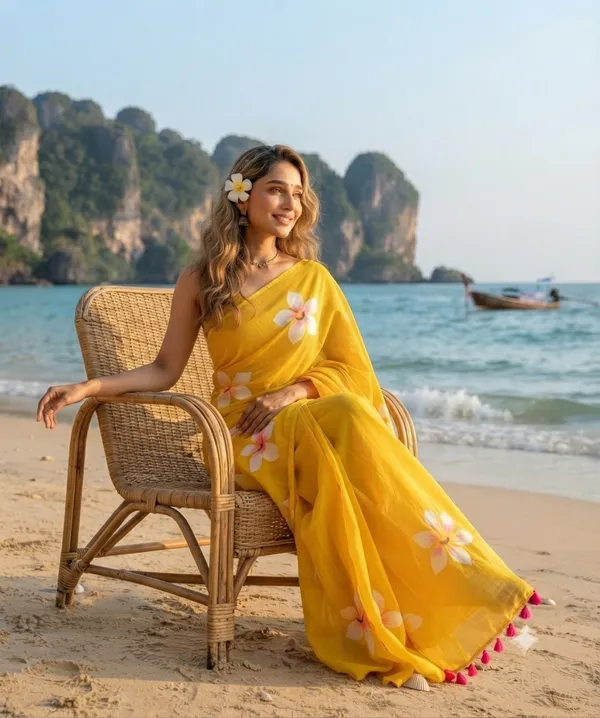 120_Count_Mul_Cotton_Saree_Hand_Print_Without_Blouse_Piece_Quality_Premium_Thin
