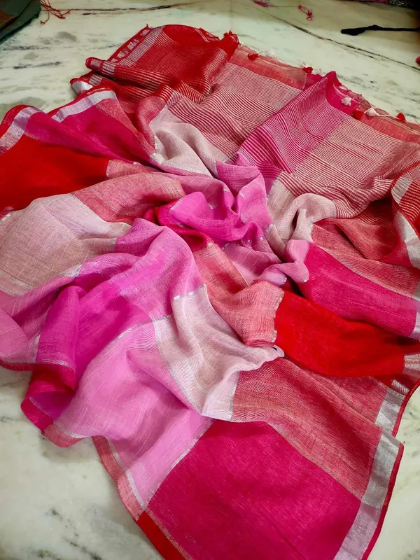 Colouring_Check_linen_Saree