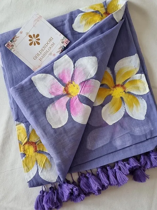 120_Count_Mul_Cotton_Saree_Hand_Print_Without_Blouse_Piece_Quality_Premium_Thin
