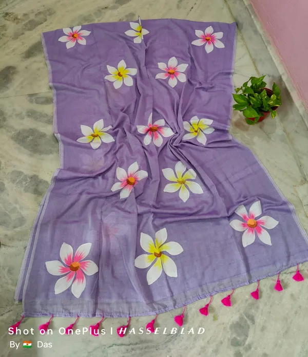 120_Count_Mul_Cotton_Saree_Hand_Print_Without_Blouse_Piece_Quality_Premium_Thin