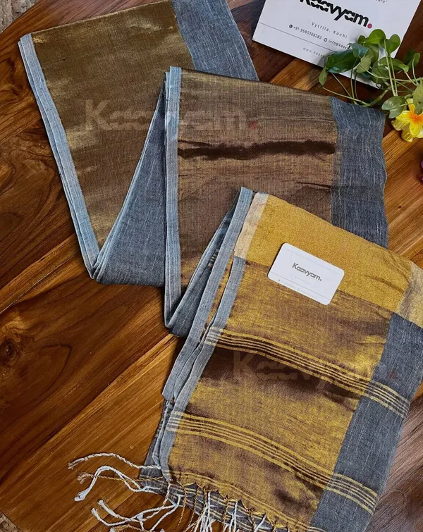 Grey_Brown_linen_Saree_for_Women