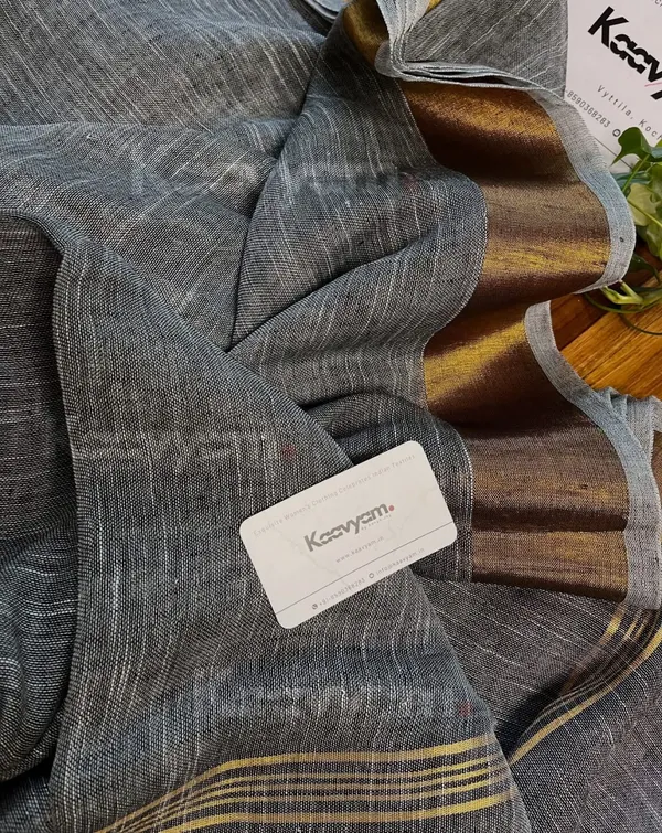 Grey_Brown_linen_Saree_for_Women