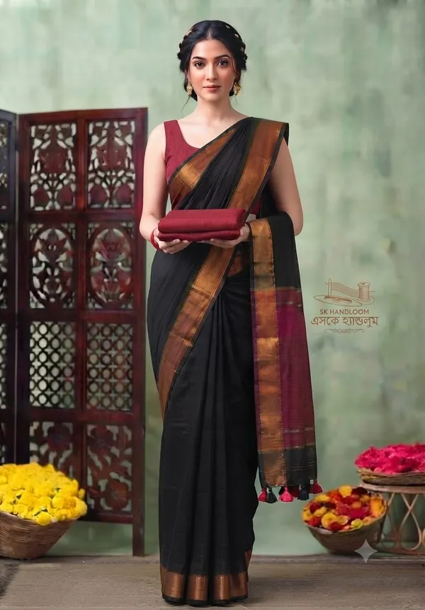 100%_pure_viscos_cotton_handlom_with_trademark_contrast,_Pallu_Blouse,_please