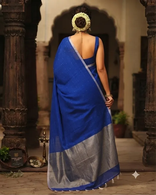Linen_Jharna_Work_Saree_With_Blouse_Piece