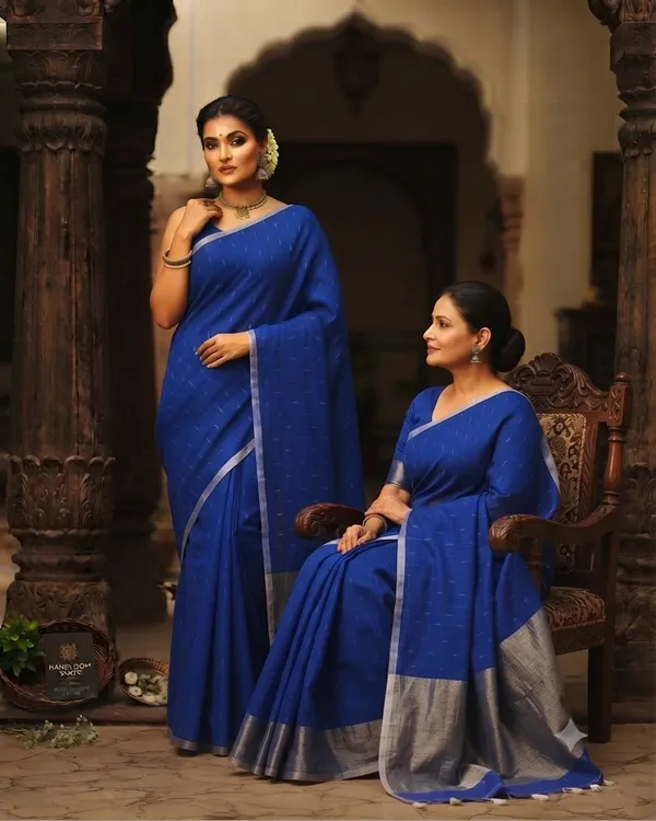 Linen_Jharna_Work_Saree_With_Blouse_Piece