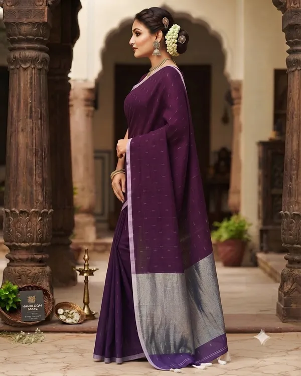 Linen_Jharna_Work_Saree_With_Blouse_Piece