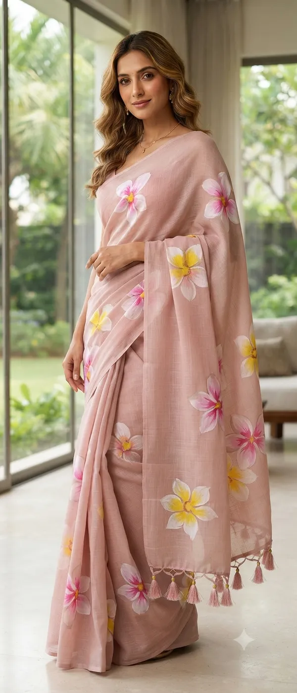 120_Count_Mul_Cotton_Saree_Hand_Print_Without_Blouse_Piece_Quality_Premium_Thin