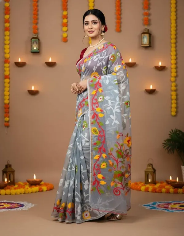 Jumbo_Lota_All_Over_Soft_Dhakai_Jamdani_With_Blouse_Piece