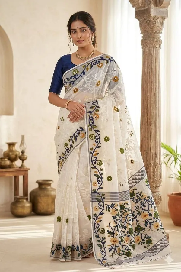 Jumbo_Lota_All_Over_Soft_Dhakai_Jamdani_With_Blouse_Piece