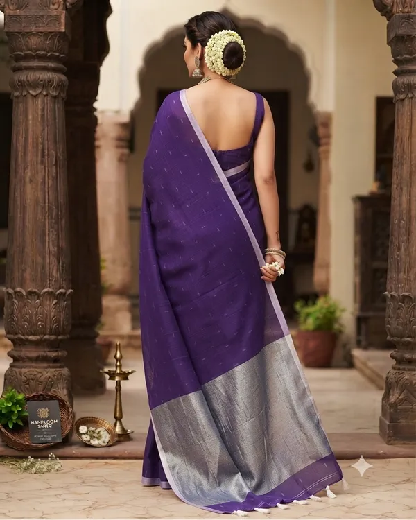 Linen_Jharna_Work_Saree_With_Blouse_Piece