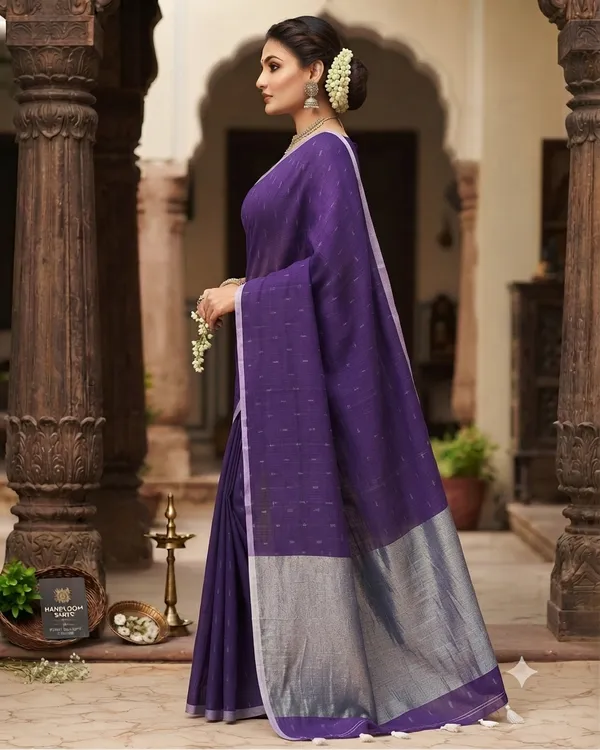 Linen_Jharna_Work_Saree_With_Blouse_Piece