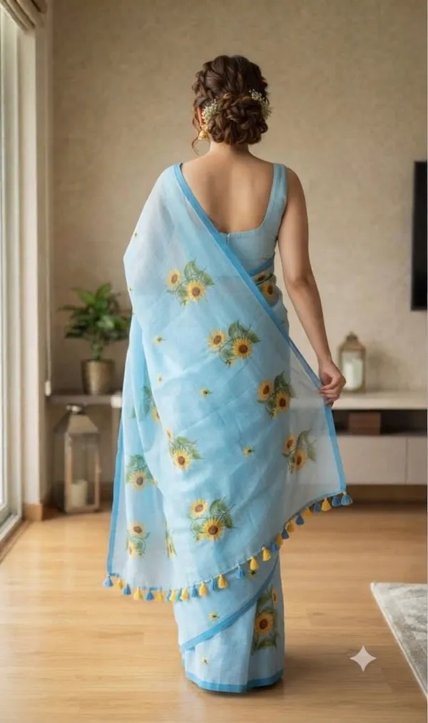 120_count_Mall_Cotton_Saree_embroidery_work__Without_Blouse_Piece_Quality_Premium_Thin