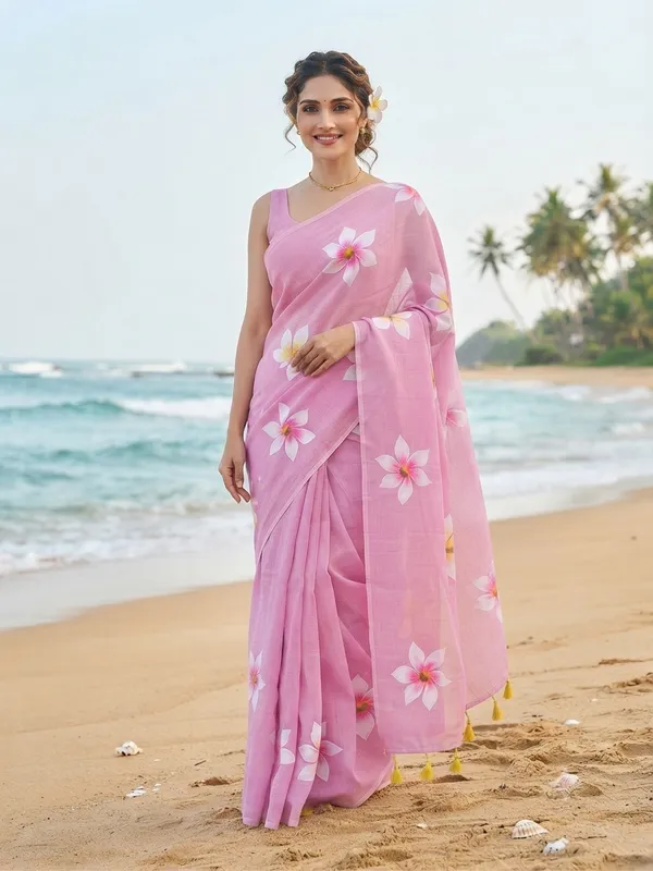 120_Count_Mul_Cotton_Saree_Hand_Print_Without_Blouse_Piece_Quality_Premium_Thin